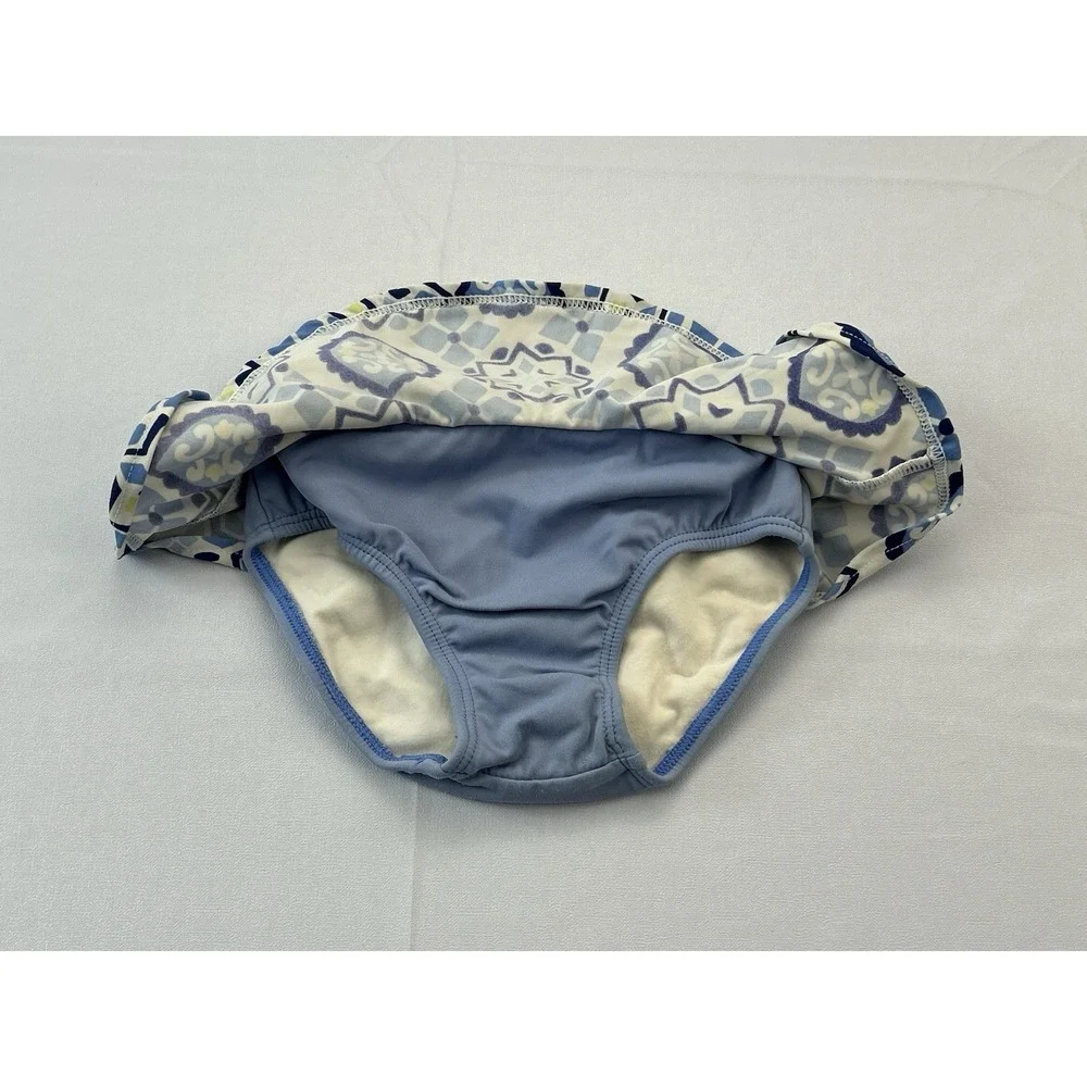 Gymboree Girls 12-18M Blue Tile Print Swim Skirt Bottom Skirted Bikini Brief